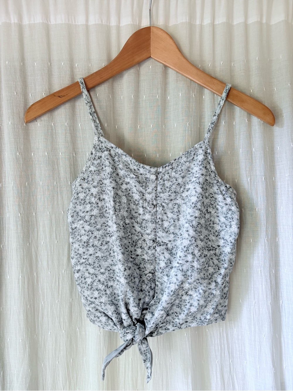 abercrombie kids Light Gray Floral Tie-Front Cami